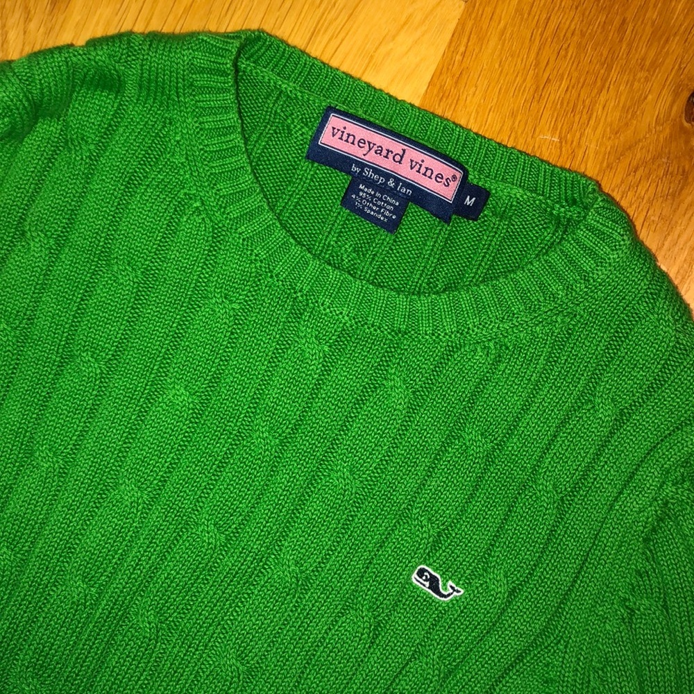 Vineyard vines green cable knit sweater - Picture 3 of 3